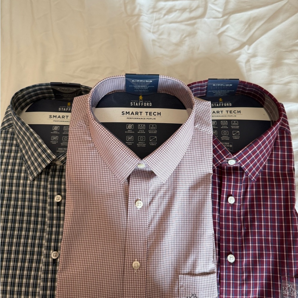 JCPenney Casual Button Down Shirts Blue and Red